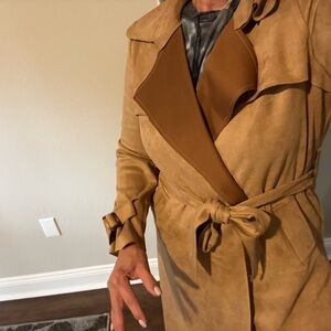 Women's Suede Tan Trench Coat